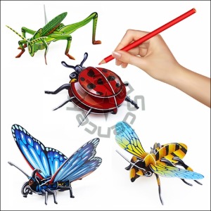 DIY 3D 입체 색칠 곤충퍼즐(나비+꿀벌 세트/메뚜기+무당벌레 세트)